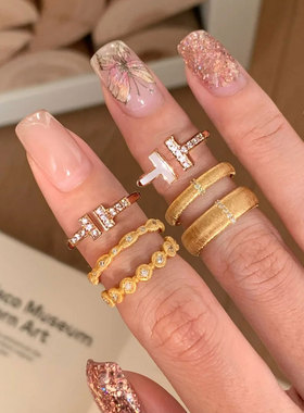 克领导双t戒指开口贝母简约质感轻奢高级