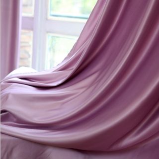 仿真丝纯色窗帘丝光北欧简约全遮光绸缎顺滑轻奢客厅卧室飘窗布帘