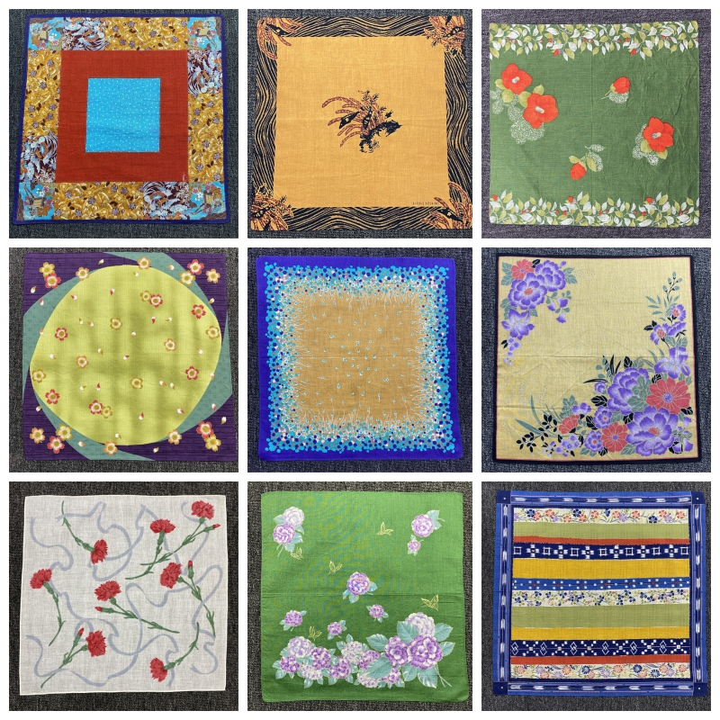 日系vintage古着纯棉男女士轻奢印花吸汗小方巾口袋巾手帕82