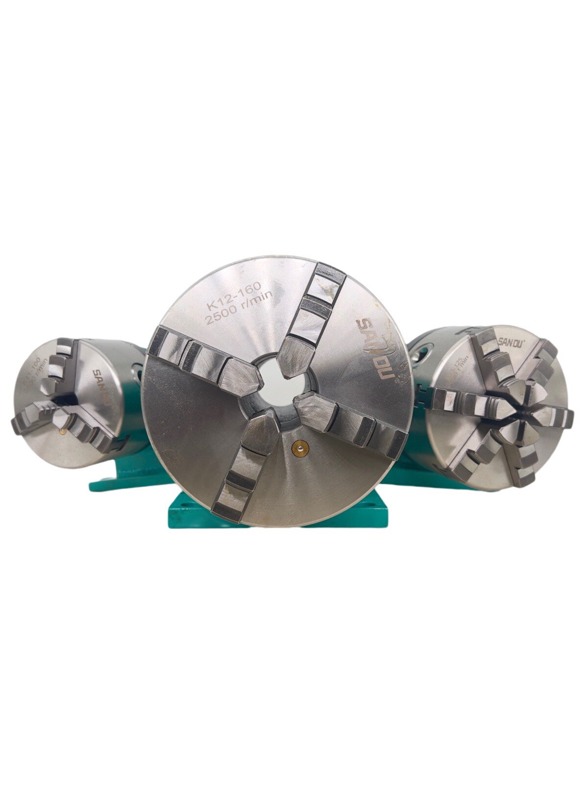 自制木工车床三爪四爪卡盘整体通孔法兰盘主轴125 160 200尾座