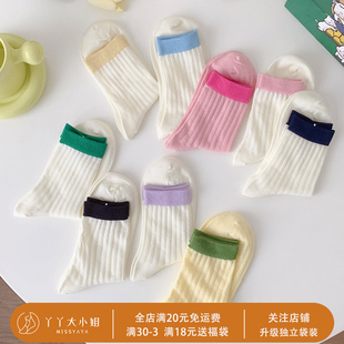 镂空网眼女袜ins潮中筒袜纯棉透气 无骨一体机 袜子女春夏薄款
