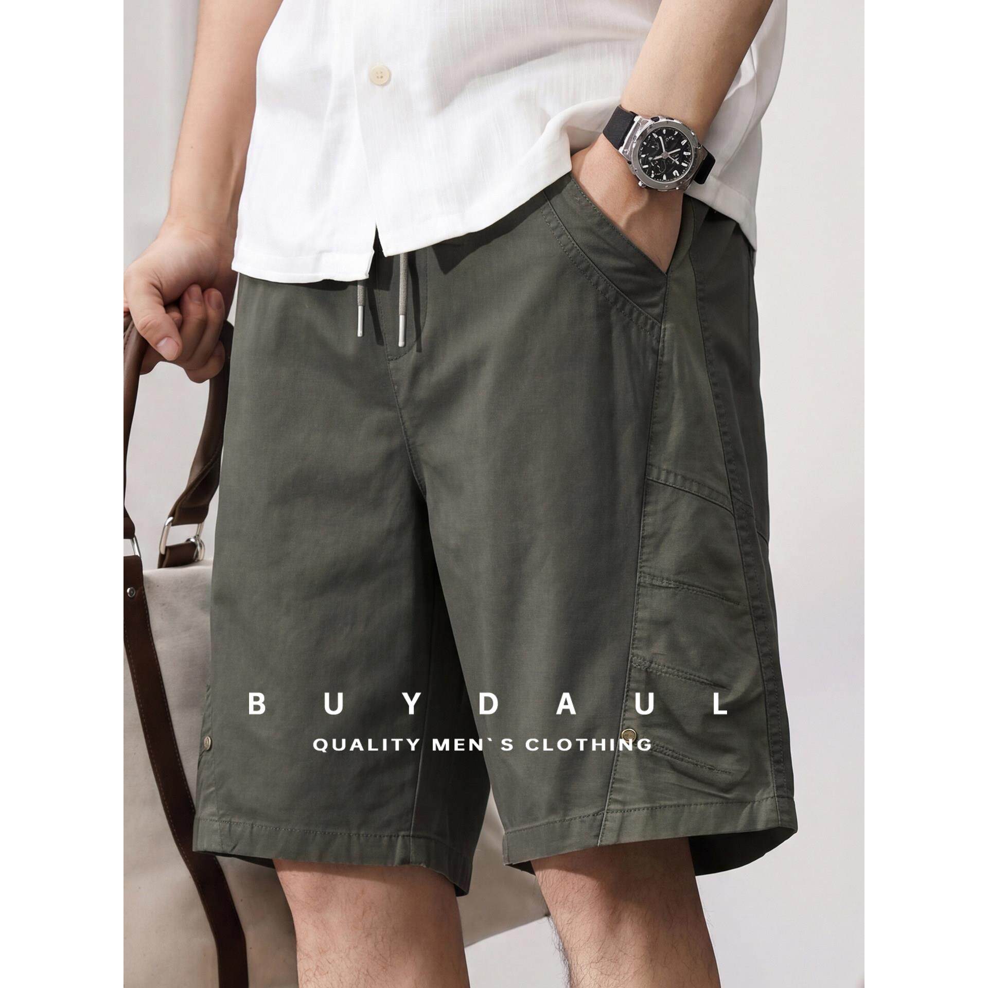 美式复古工装纯棉休闲短裤男士夏季薄款宽松直筒拼接运动五分中裤