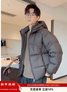 高充绒量羽绒服男2025冬季新款宽松休闲保暖鸭绒连帽短款外套潮牌