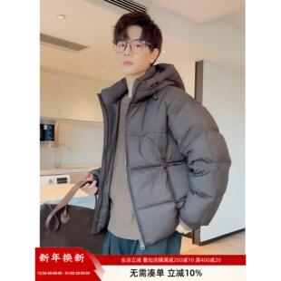 高充绒量羽绒服男2025冬季新款宽松休闲保暖鸭绒连帽短款外套潮牌