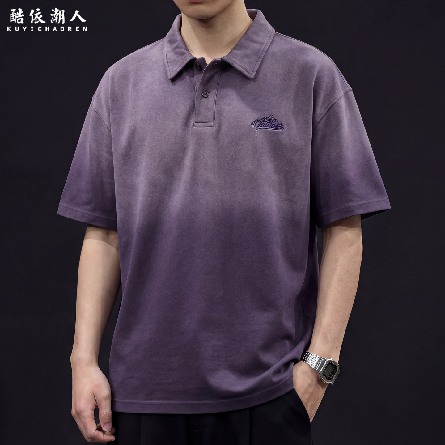 美式渐变重磅纯棉水洗POLO衫短袖T恤男2026夏季新款休闲加大大码