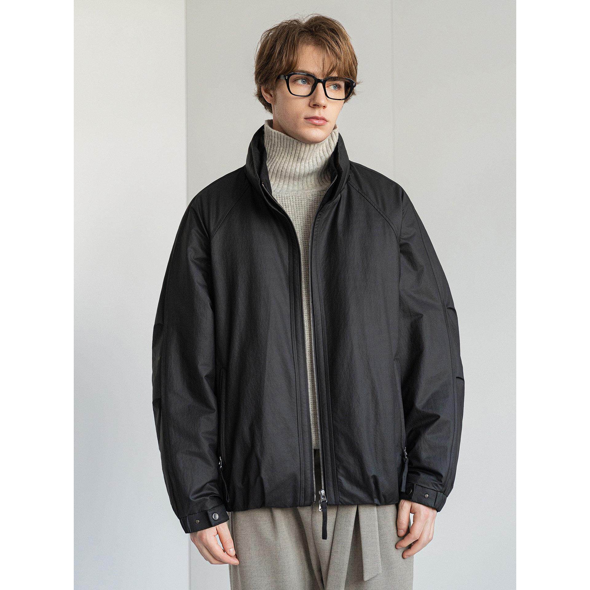 D7K简约设计夹克款羽绒服2026冬装新款90白鸭绒宽松厚外套男上衣