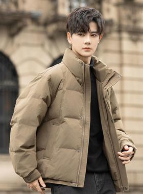立领羽绒服男士2025新款冬季加厚面包服短款时尚休闲保暖外套潮牌