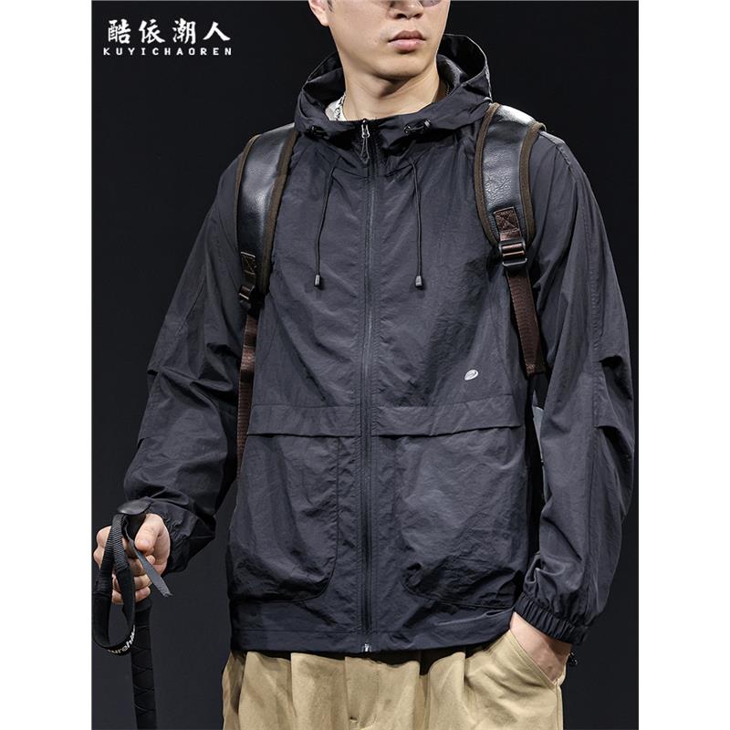 户外防晒衣男2025新款夏季速干冰丝衣服钓鱼透气三防黑色外套大码