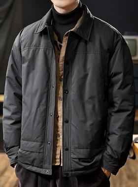 新中式国潮翻领羽绒服男2025冬季新款90白鸭绒轻薄保暖衬衫外套潮