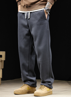 直筒休闲运动裤男春秋款2025新款卫裤男士灰色裤子宽松大码秋季潮