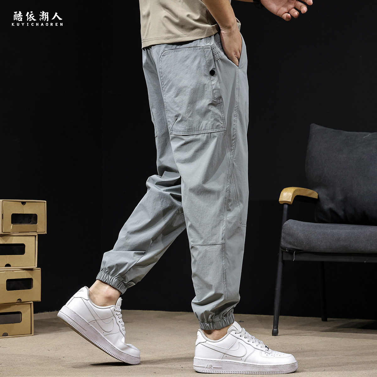 冰丝速干休闲裤男2026新款春夏薄款潮流百搭哈伦束脚大码夏天裤子