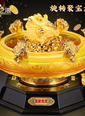 招财聚宝盆金蟾金蝉摆件办公室店铺开 业礼品酒柜办公桌摆设工艺