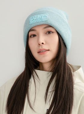 快乐狐狸5656帽子双层加厚保暖立体绣花女式冬天花纱翻边针织帽