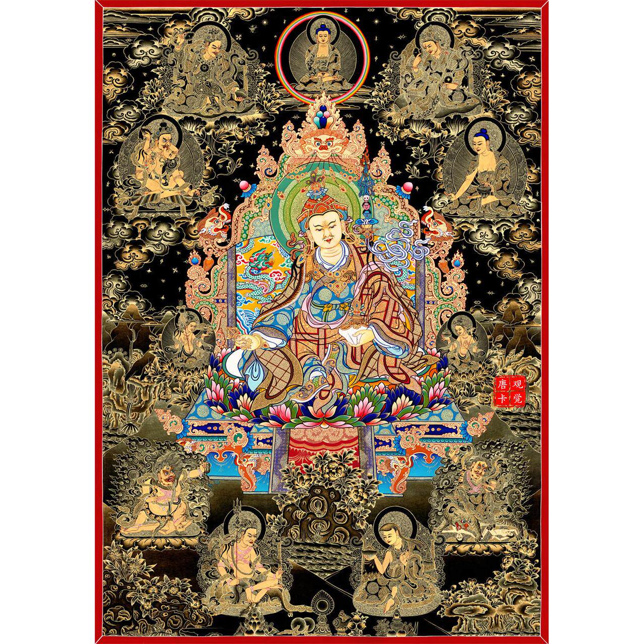 莲师八变唐卡西藏热贡客厅玄关佛堂家居装饰挂画