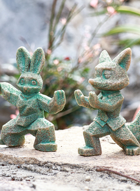 卡通疯狂动物太极功夫茶宠摆件