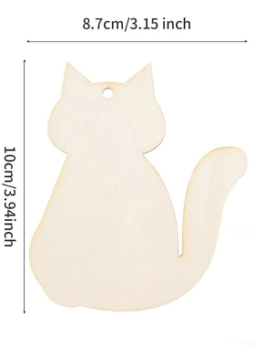 未完成肥猫形状木片万圣节布置幼儿园儿童DIY装饰挂件挂饰材料