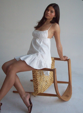 美国购买白色纯棉纯欲望吊带迷你裙mie dress