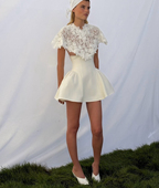 美国购elsahosk白色蕾丝披肩连衣裙夏季 女装 优雅裙