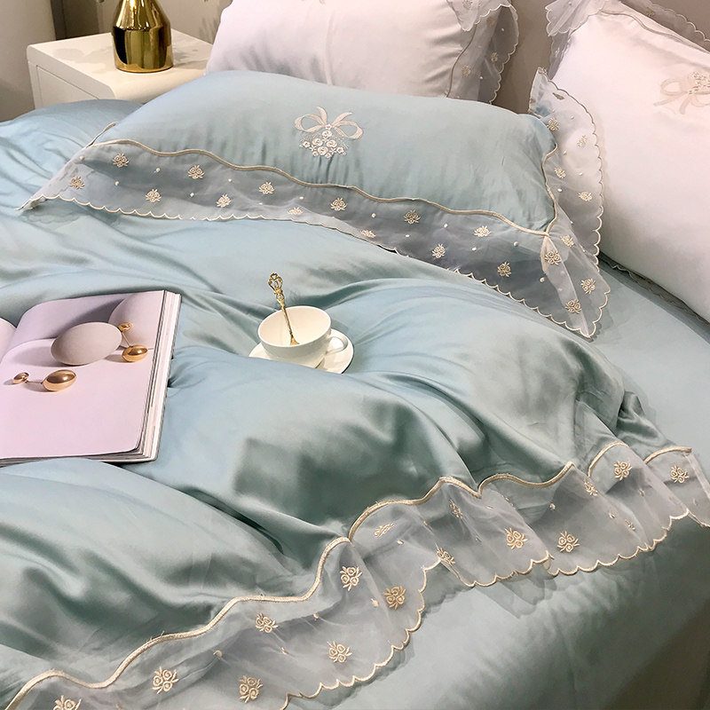 春夏季兰精天丝四件套进口lf级冰丝莱赛尔真丝滑凉感春秋裸睡丝绸