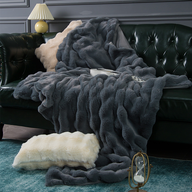冬季托斯卡纳皮草毯兔毛绒毛毯