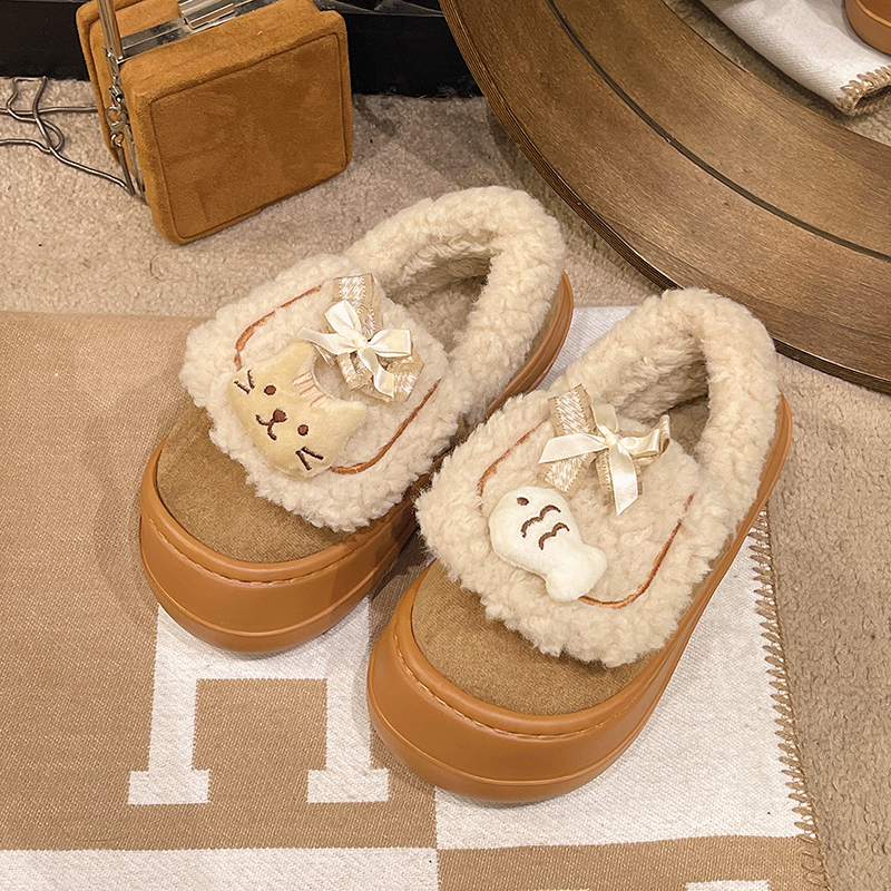 厚底棉拖鞋女款冬季包跟家居加绒