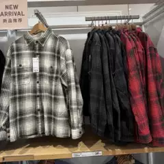 Uniqlo 493439 Men's Bamboo Cotton Plaid Shirt/Long Sleeve Shirt/Air Conditioning Shirt