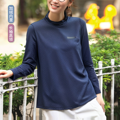 现货秋冬款外单加绒针织柔软高领长袖打底衫显瘦T恤女款深蓝