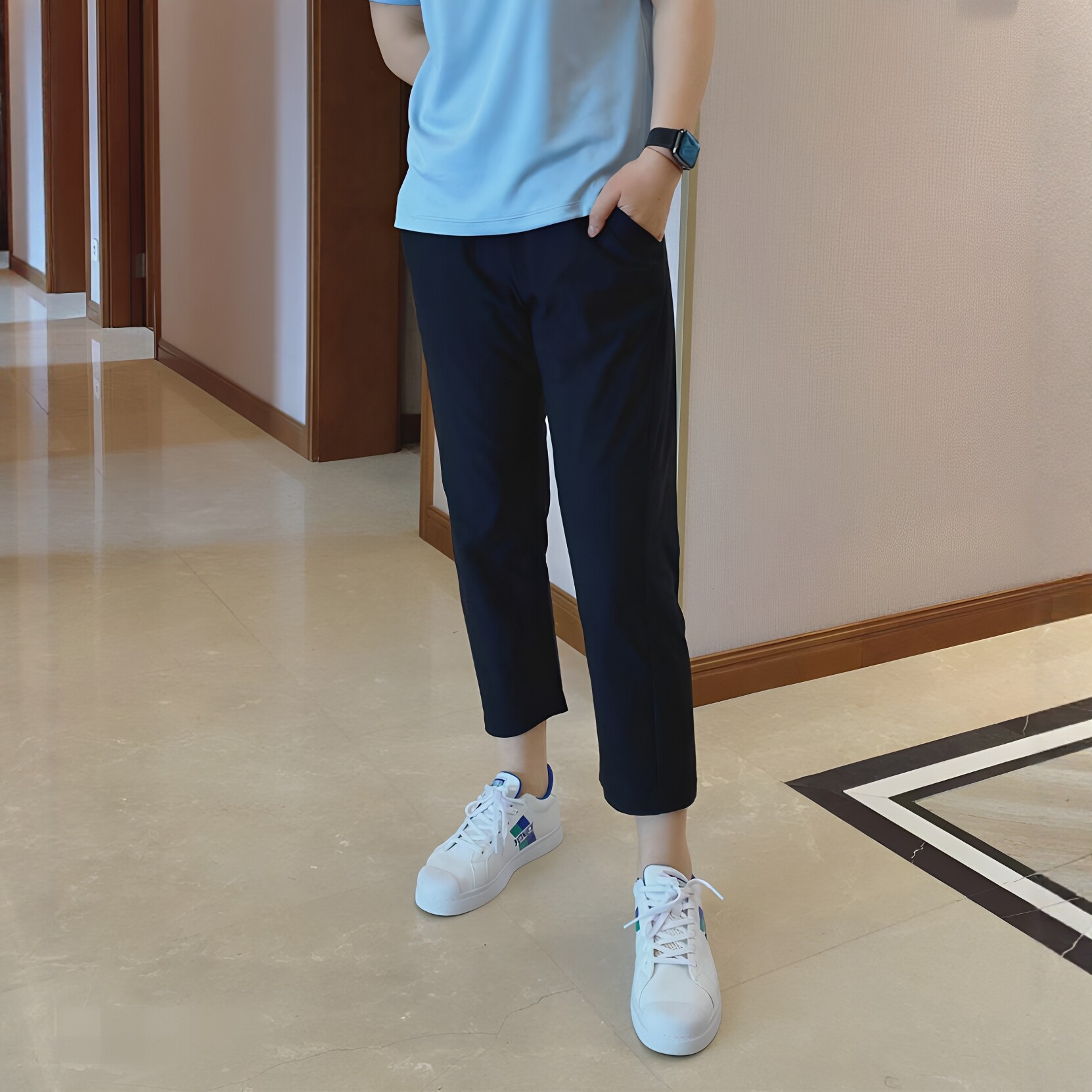 春夏宽松休闲透气八分裤图片