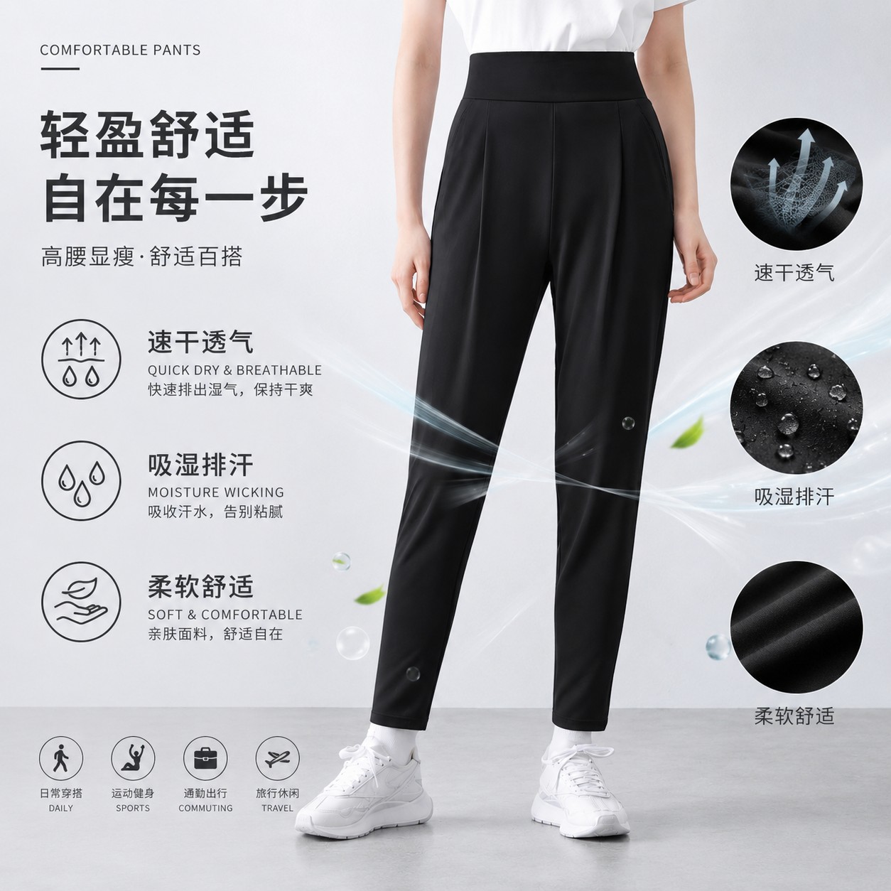 瑜伽慢跑健身运动小脚裤图片