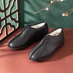 手工镶芯底皮便羊毛内里安棉鞋 男鞋 7302A 老字号布鞋 内联升棉鞋