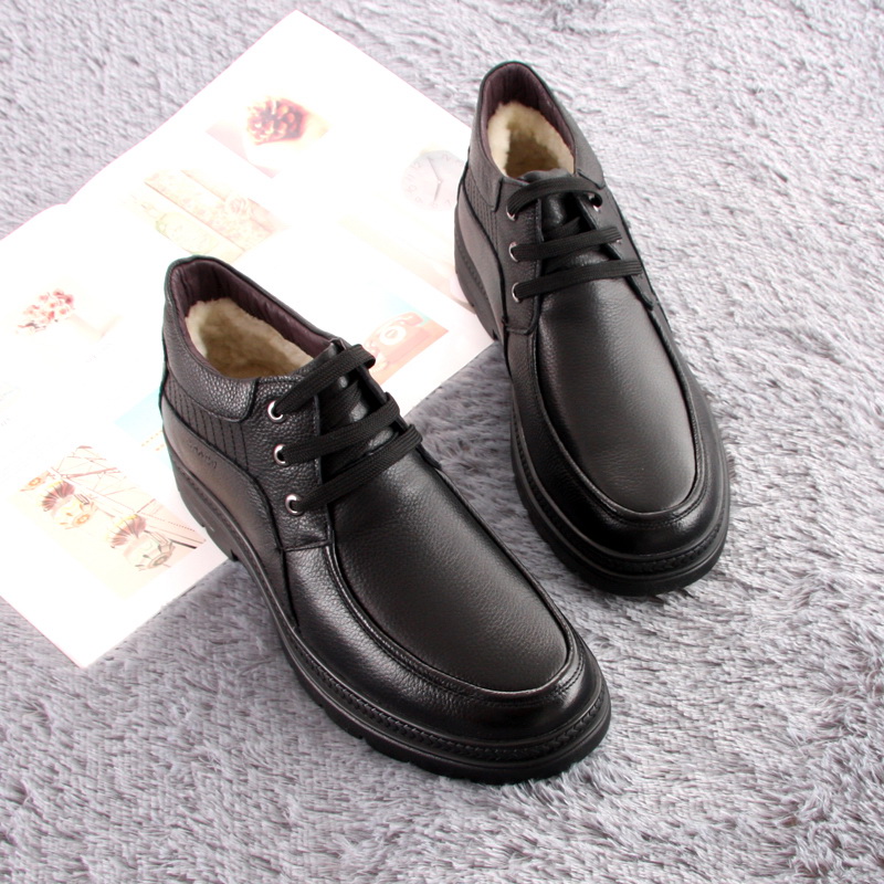 内联升男鞋冬季牛皮羊毛里棉皮鞋