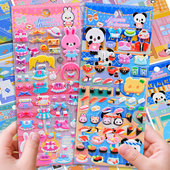 可爱动物造景立体泡泡贴纸儿童男女孩场景美食换装 宝宝伴手礼贴画