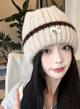 2026新款毛线帽女秋冬季保暖护耳防风大头围加绒加厚针织帽潮