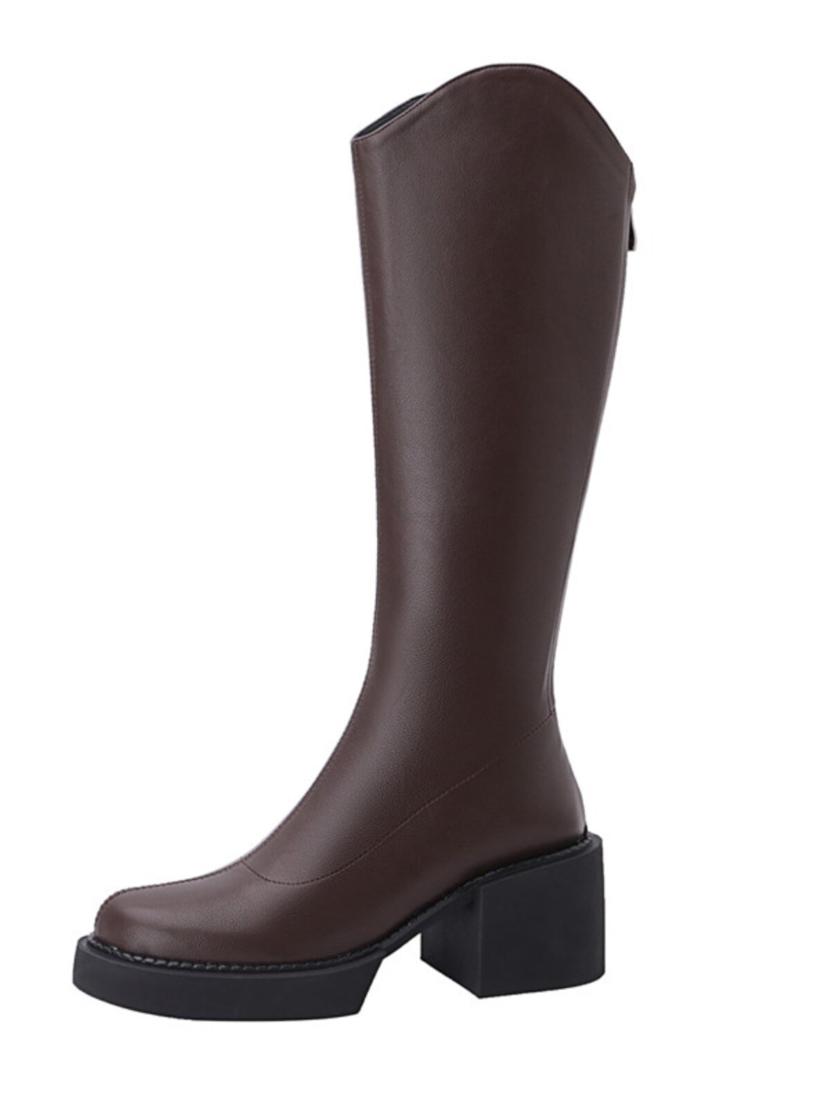 FALL|WINTER 2024 BLOCK HEEL COVERED LEG TALL BOOTS WOMENS BROWN BOOTS SKINNY BOOTS HIGH HEEL PLATFORM RIDER BOOTS FLEECE