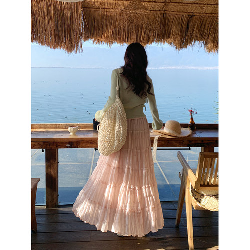 Even一雯【风抚层叠】韩系高智温柔高腰显瘦半身裙甜美百搭纱裙春