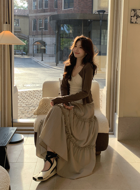 Even一雯【云雾里开衫】韩系高智感百搭休闲遮肉简约咖色开衫