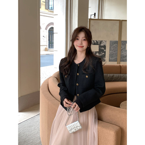 Even一雯【精致公式】韩系高智感黑色小香风高级感显瘦含羊毛外套