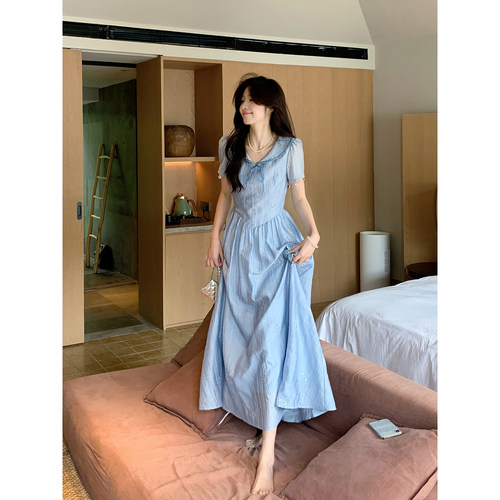 Even一雯【月神闪蝶】韩系高智感气质小众设计师款修身短袖连衣裙