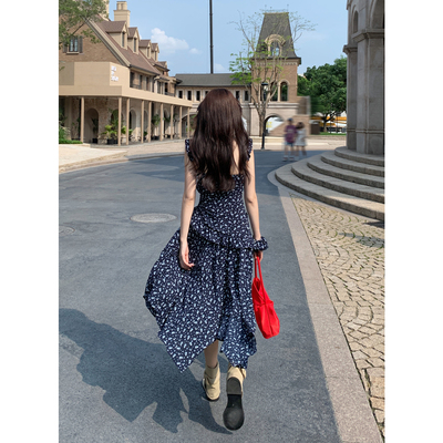 清仓Even一雯【时海序章】韩系高智感不规则百搭高腰荷叶边连衣裙