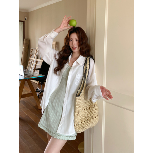 Even一雯 韩系高智纯棉条纹花边连衣裙精致吊带短裙春 春时未央