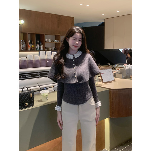 Even一雯【南法优雅】韩系高智感秋冬法式精致珍珠真两件上衣