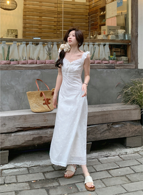 Even一雯【夏日悸动】韩系纯棉小飞袖连衣裙女夏甜美优雅白色长裙