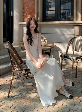 Even一雯【美神降临】韩系气质温柔女无袖夏季白色收腰显瘦连衣裙