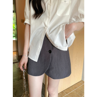 百搭灰色设计感西装 韩系高智感时尚 半裙 魅力线条 清仓Even一雯