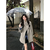 风衣外套 韩系高智英伦风高级感卡绿色中长款 Even一雯 深秋唱片