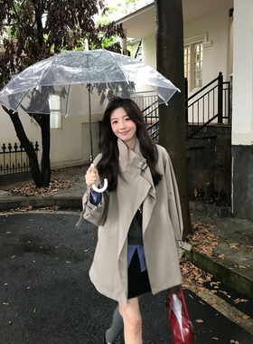 Even一雯【深秋唱片】韩系高智英伦风高级感卡绿色中长款风衣外套