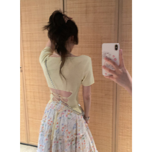 清仓Even一雯【慵懒春日】韩系高智感休闲气质通勤显白毛织短袖