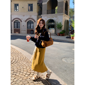 Even一雯 明媚和弦 韩系高智感复古日常通勤百搭灯芯绒长短半裙