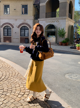 Even一雯【明媚和弦】韩系高智感复古日常通勤百搭灯芯绒长短半裙