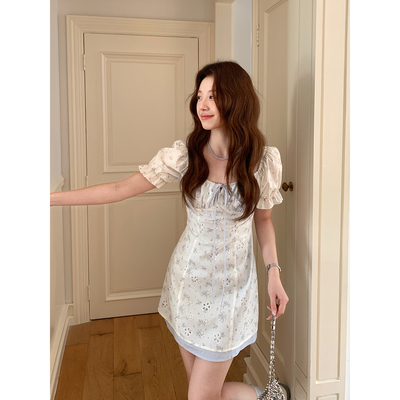 法式显瘦碎花精致温柔短裙